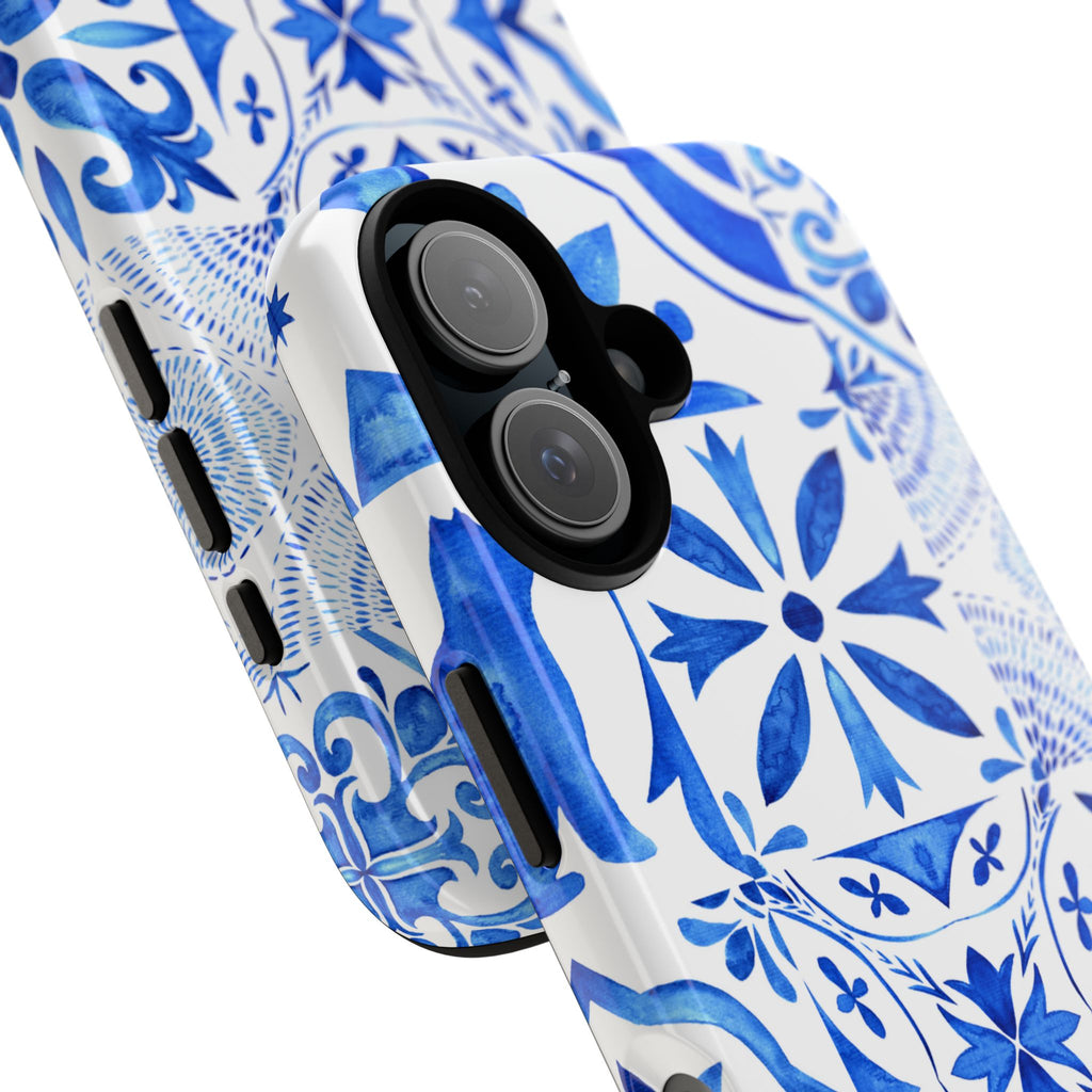Blue Tile Pattern Tough Phone Case