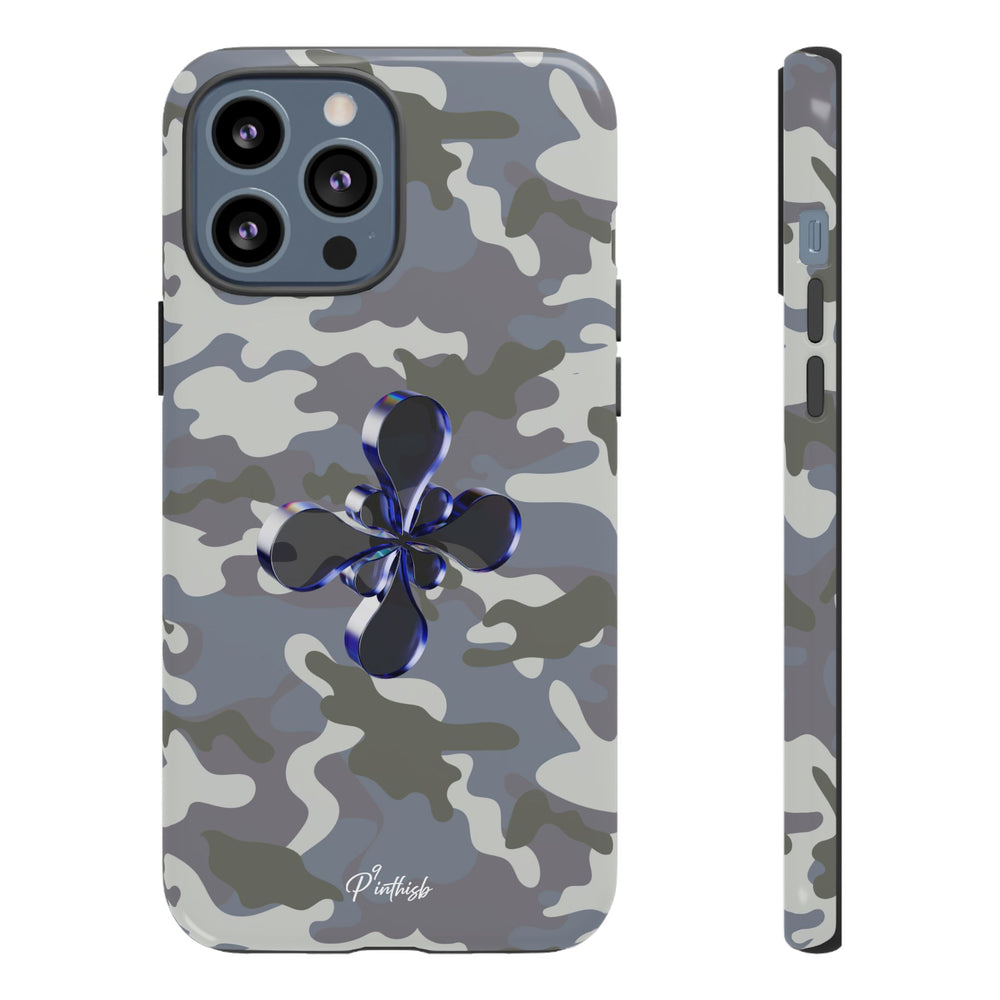 Camouflage with Blue Metallic Clover Tough Case