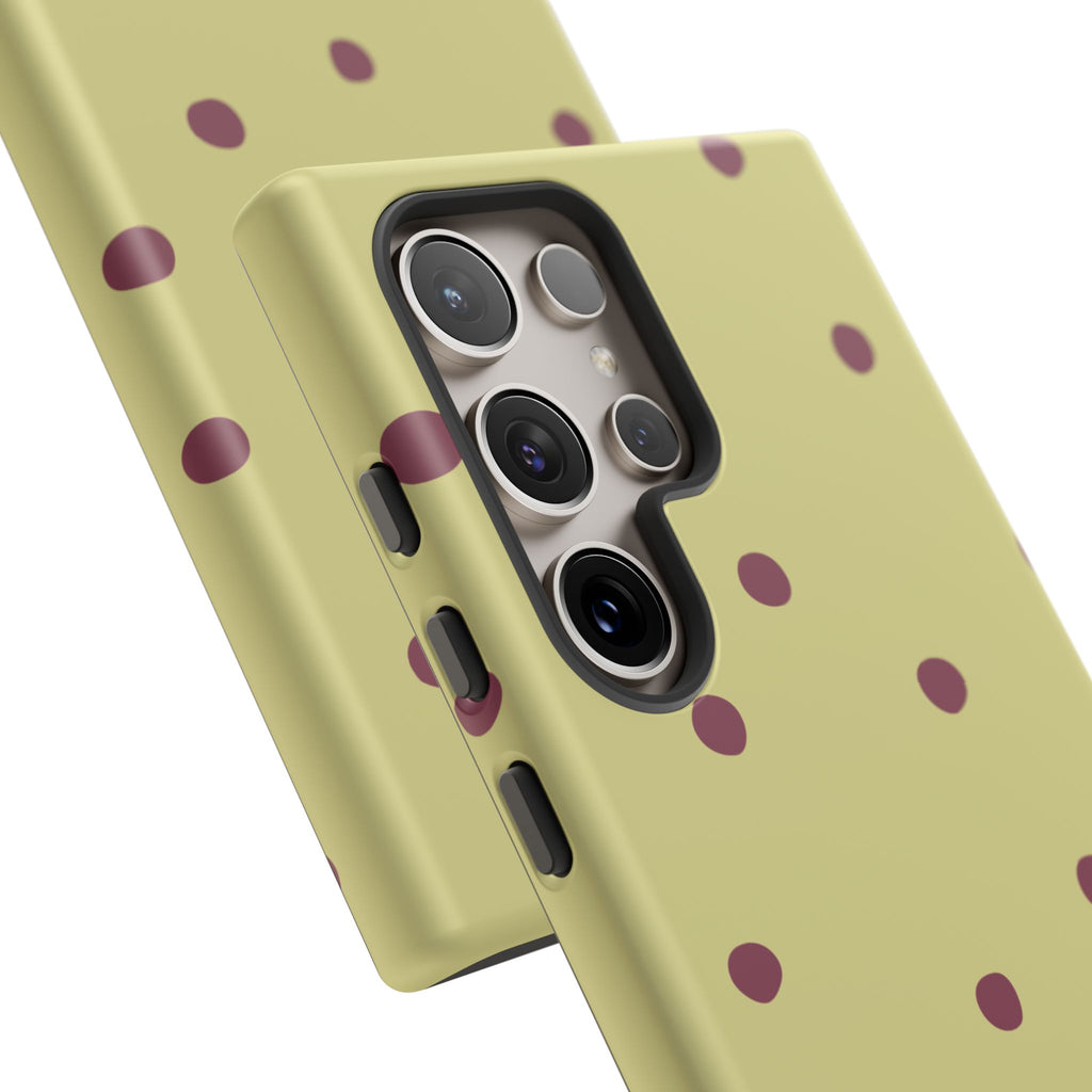 Yellow & Burgundy Polka Dot Tough Phone Case