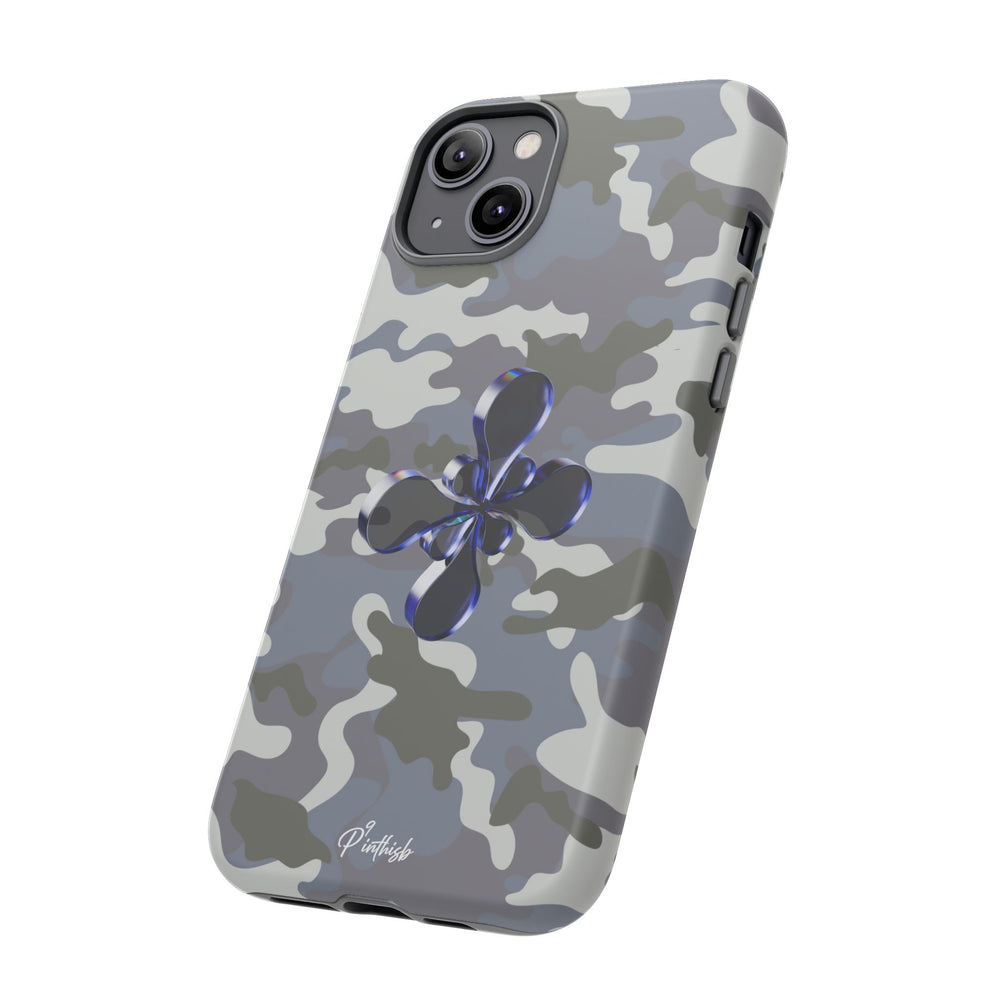 Camouflage with Blue Metallic Clover Tough Case