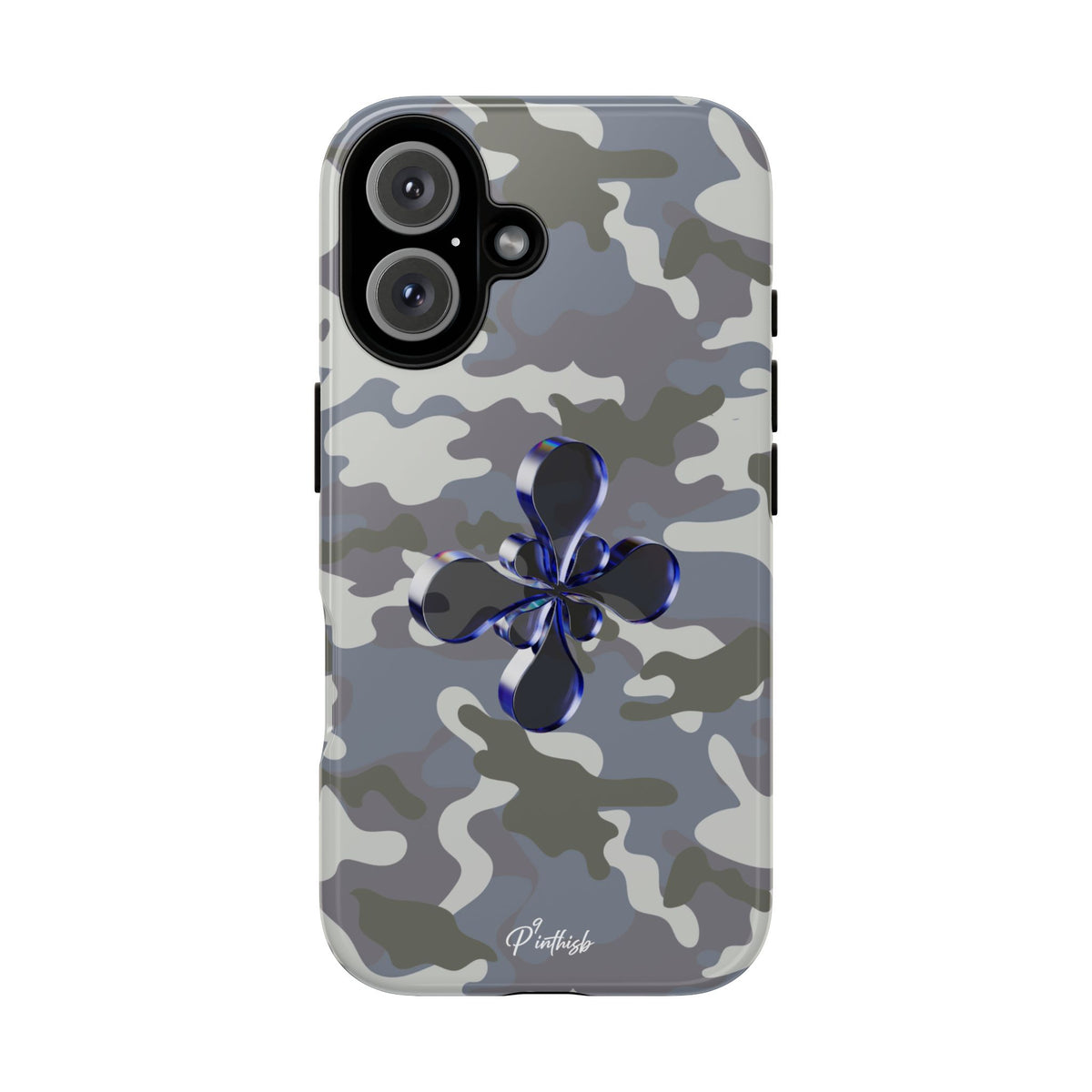 Camouflage with Blue Metallic Clover Tough Case