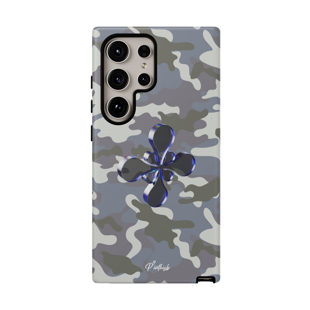 Camouflage with Blue Metallic Clover Tough Case