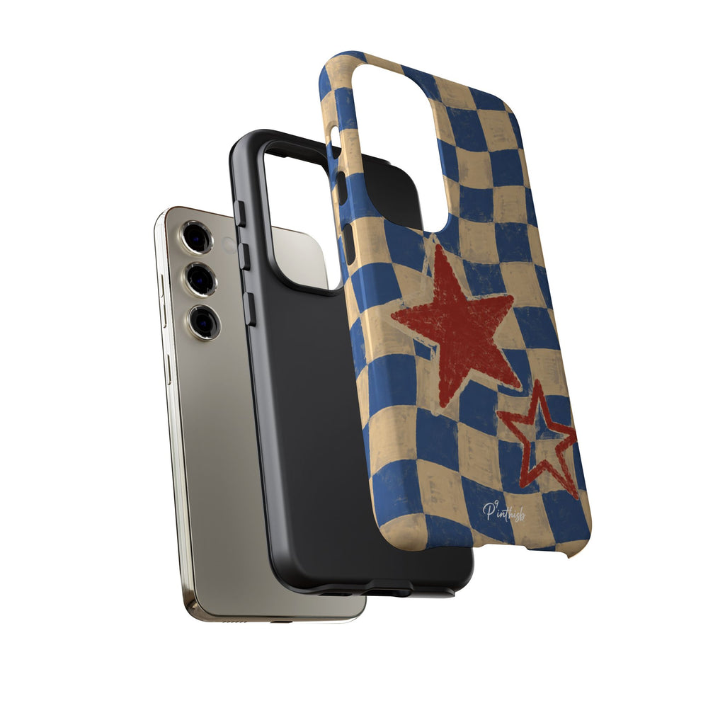 Blue & Cream Retro Star Phone Case