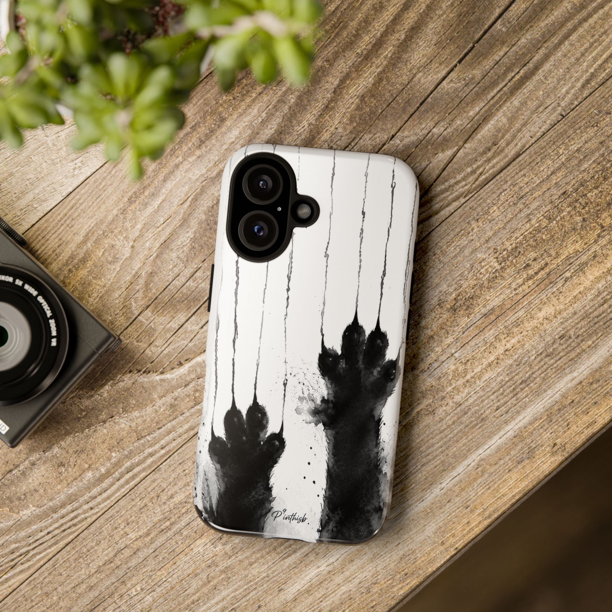 Black Ink Paw Print Tough Case