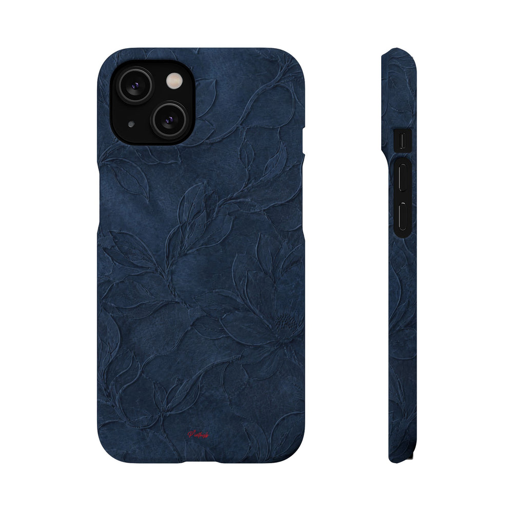 Navy Floral Textured Snap Case