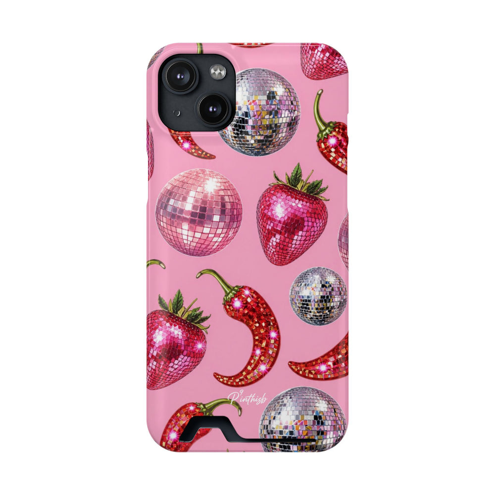 Pink Disco Strawberry & Pepper Phone Card Case