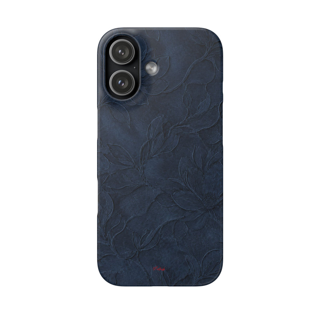 Navy Floral Textured Snap Case