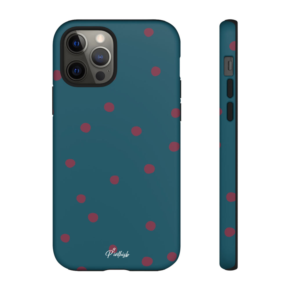 Teal & Burgundy Polka Dot Tough Phone Case