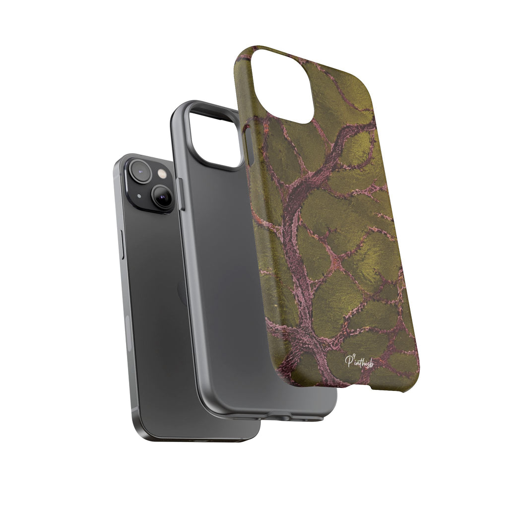 Olive & Rose Gold Tree Pattern Phone Case