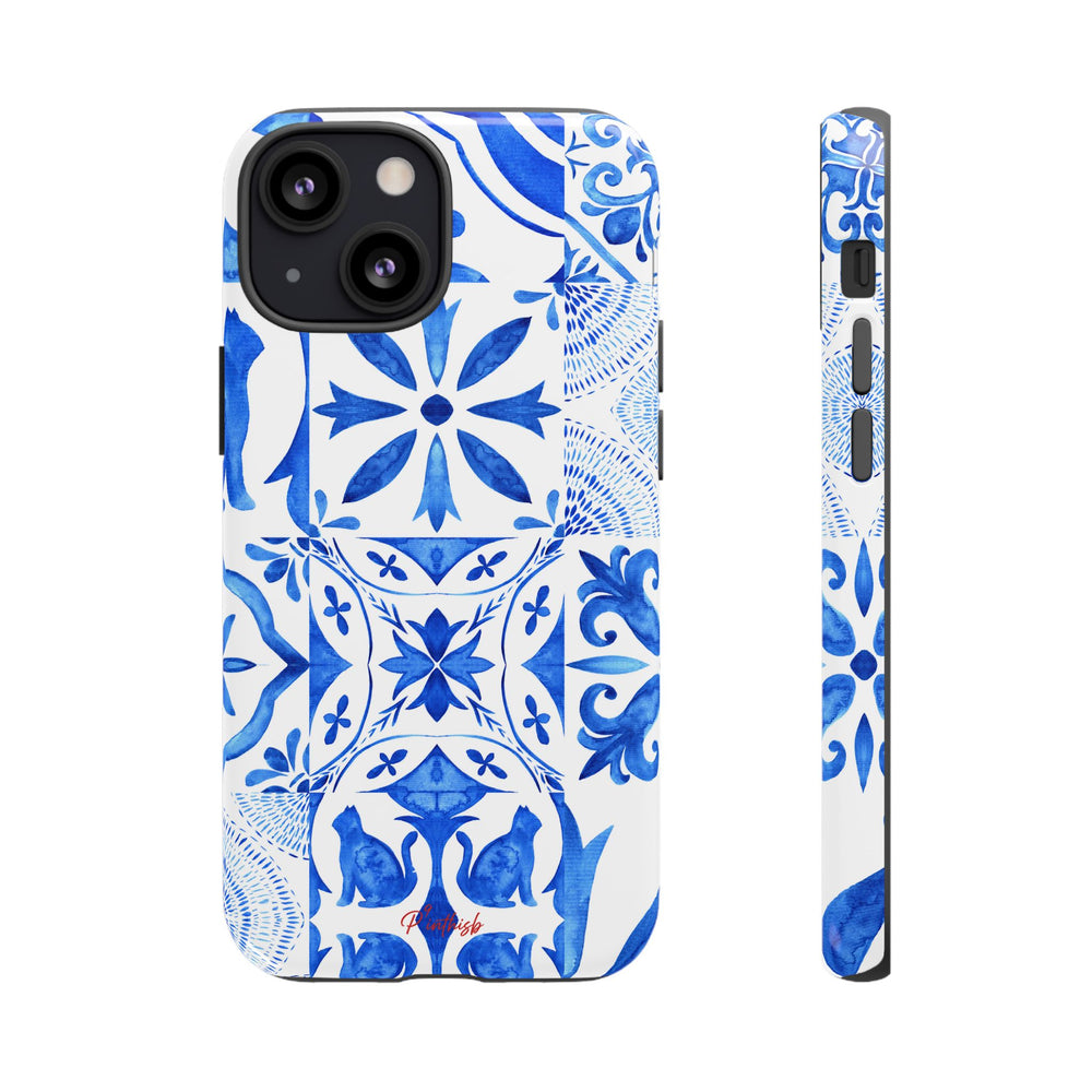 Blue Tile Pattern Tough Phone Case
