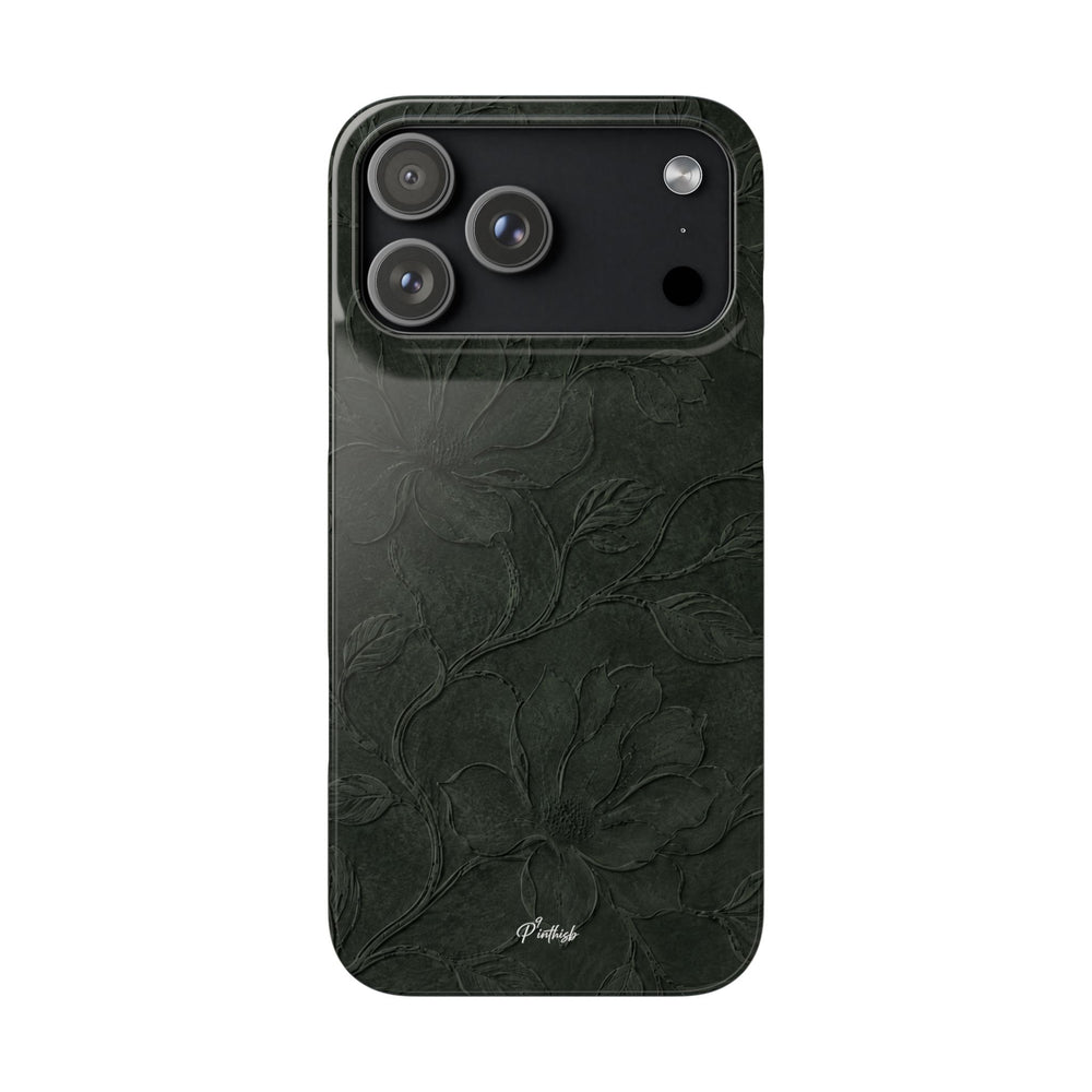 Dark Olive Floral Texture Snap Case