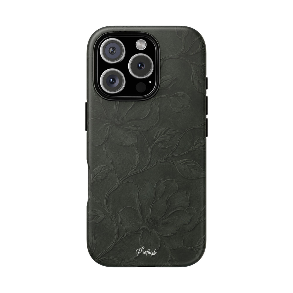 Dark Olive Floral Texture Tough Case
