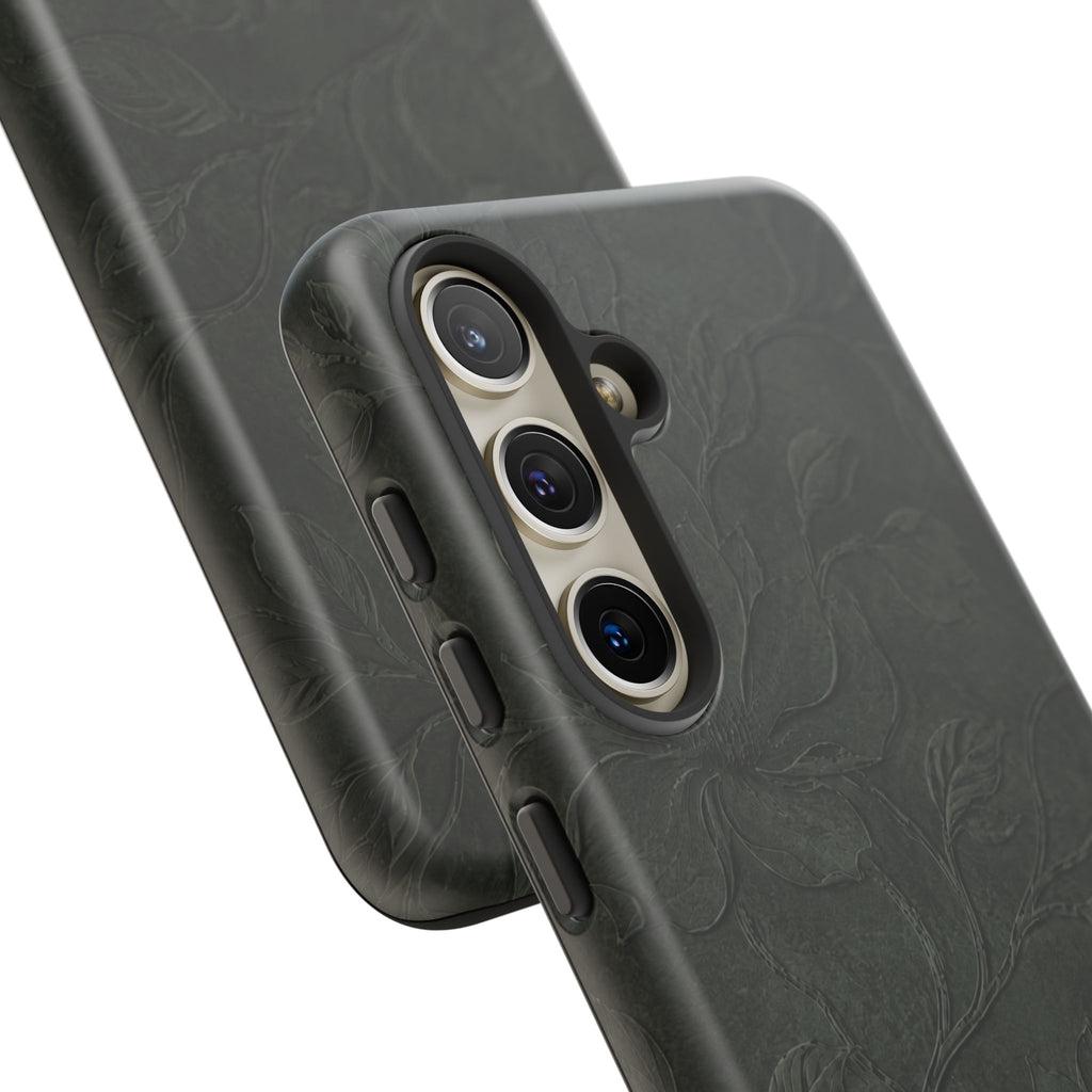 Dark Olive Floral Texture Tough Case