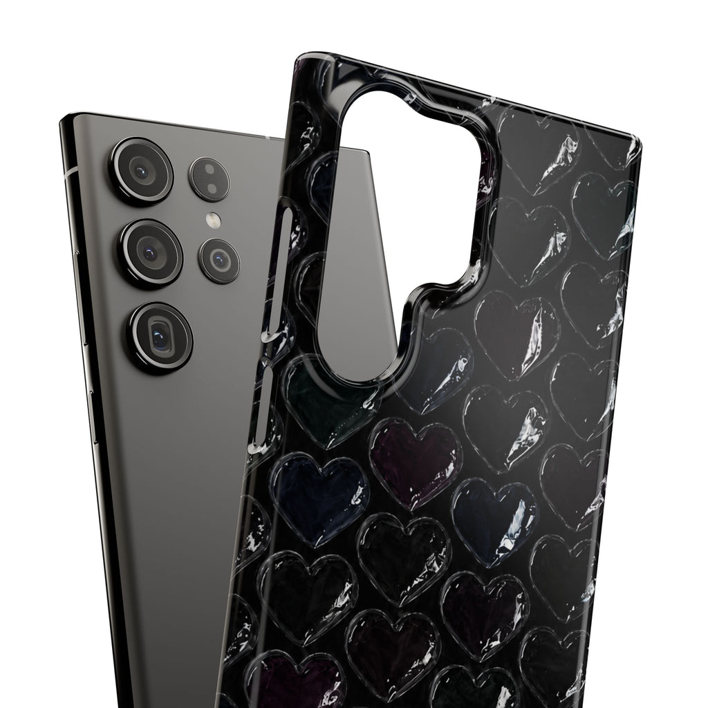 Black Pop Hearts Snap Case
