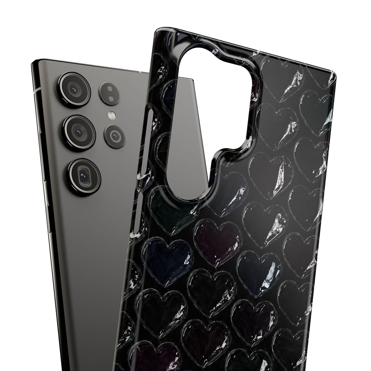 Black Pop Hearts Snap Case
