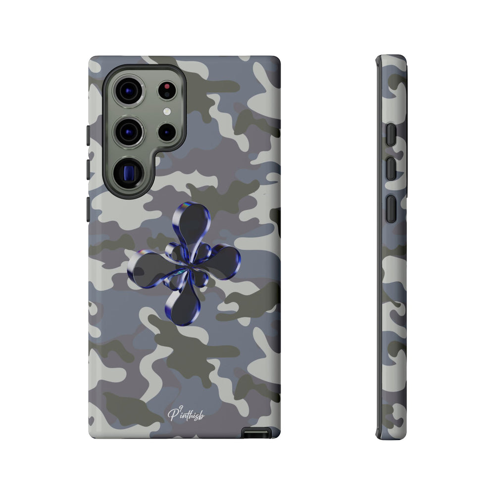 Camouflage with Blue Metallic Clover Tough Case