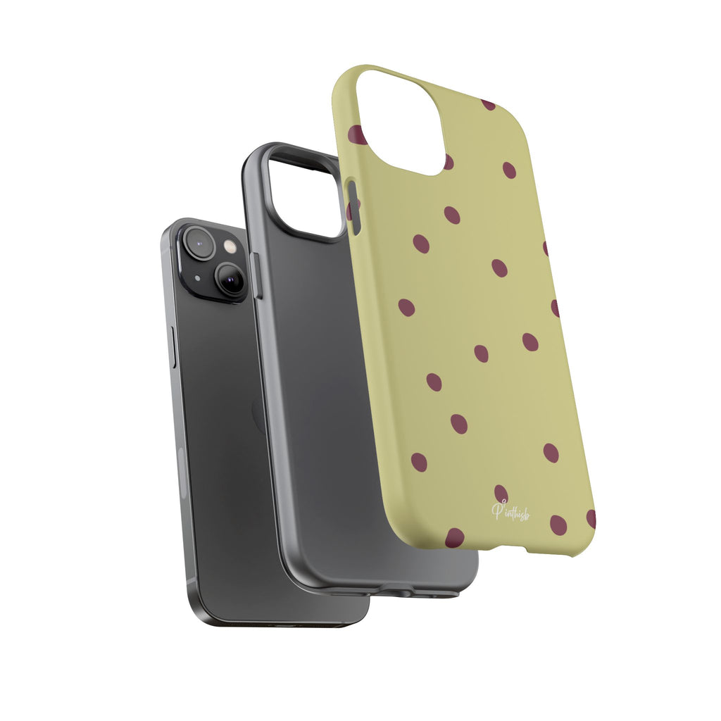 Yellow & Burgundy Polka Dot Tough Phone Case