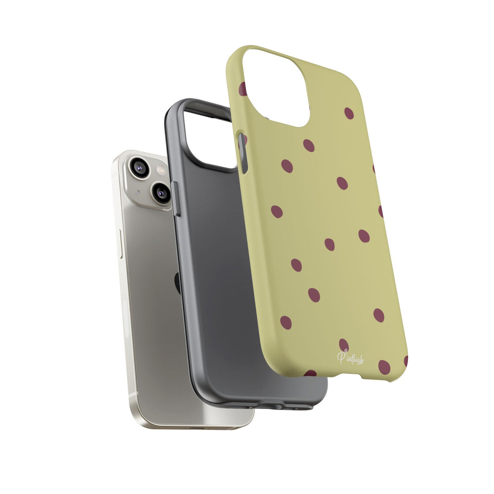 Yellow & Burgundy Polka Dot Tough Phone Case
