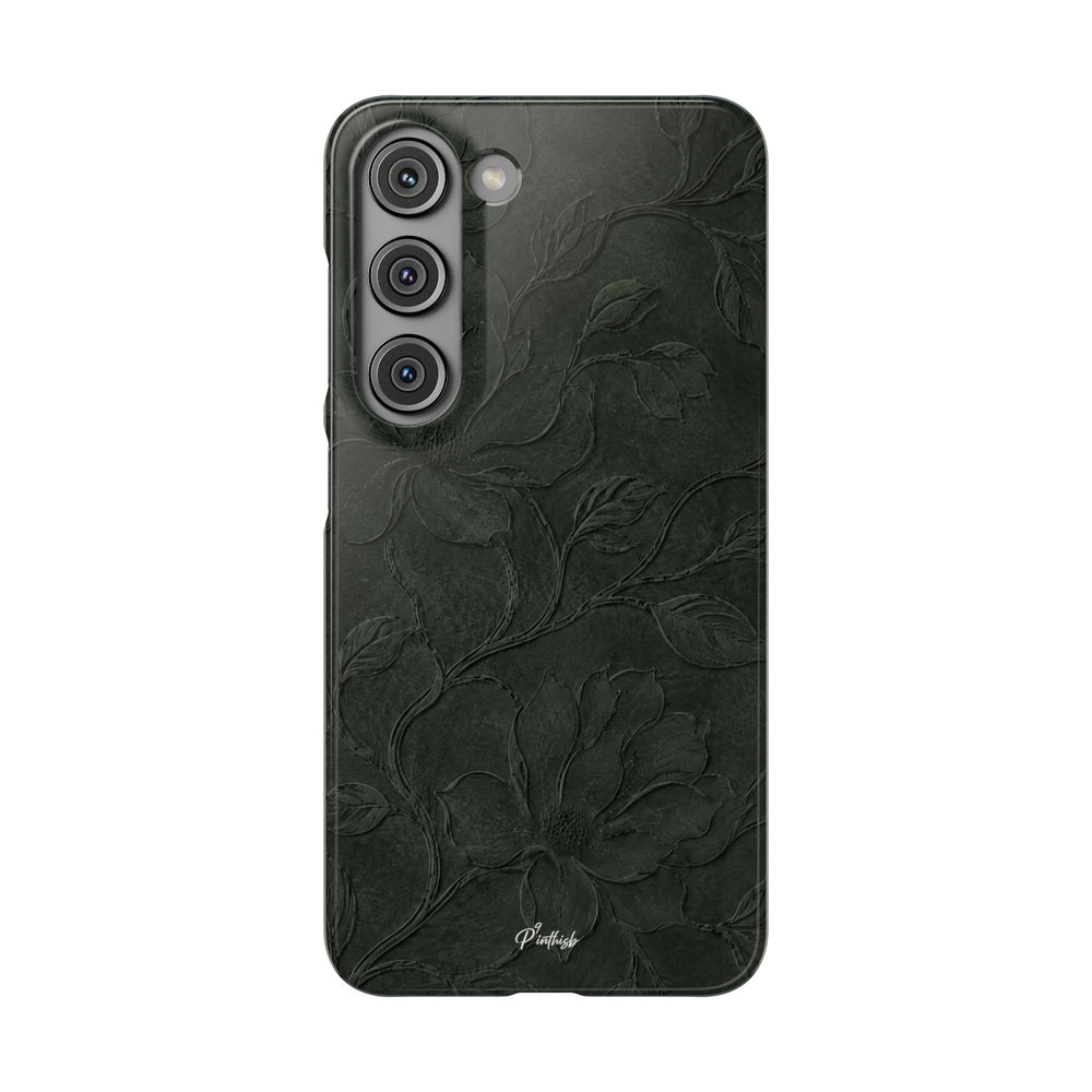 Dark Olive Floral Texture Snap Case