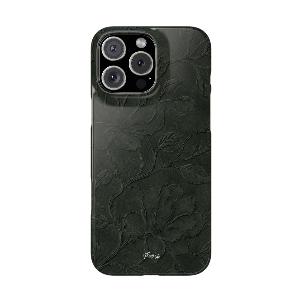 Dark Olive Floral Texture Snap Case