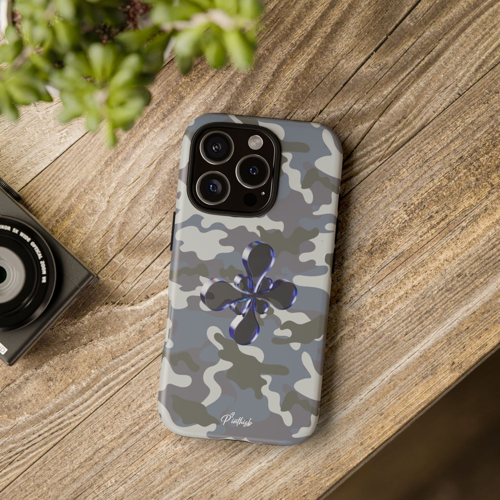 Camouflage with Blue Metallic Clover Tough Case