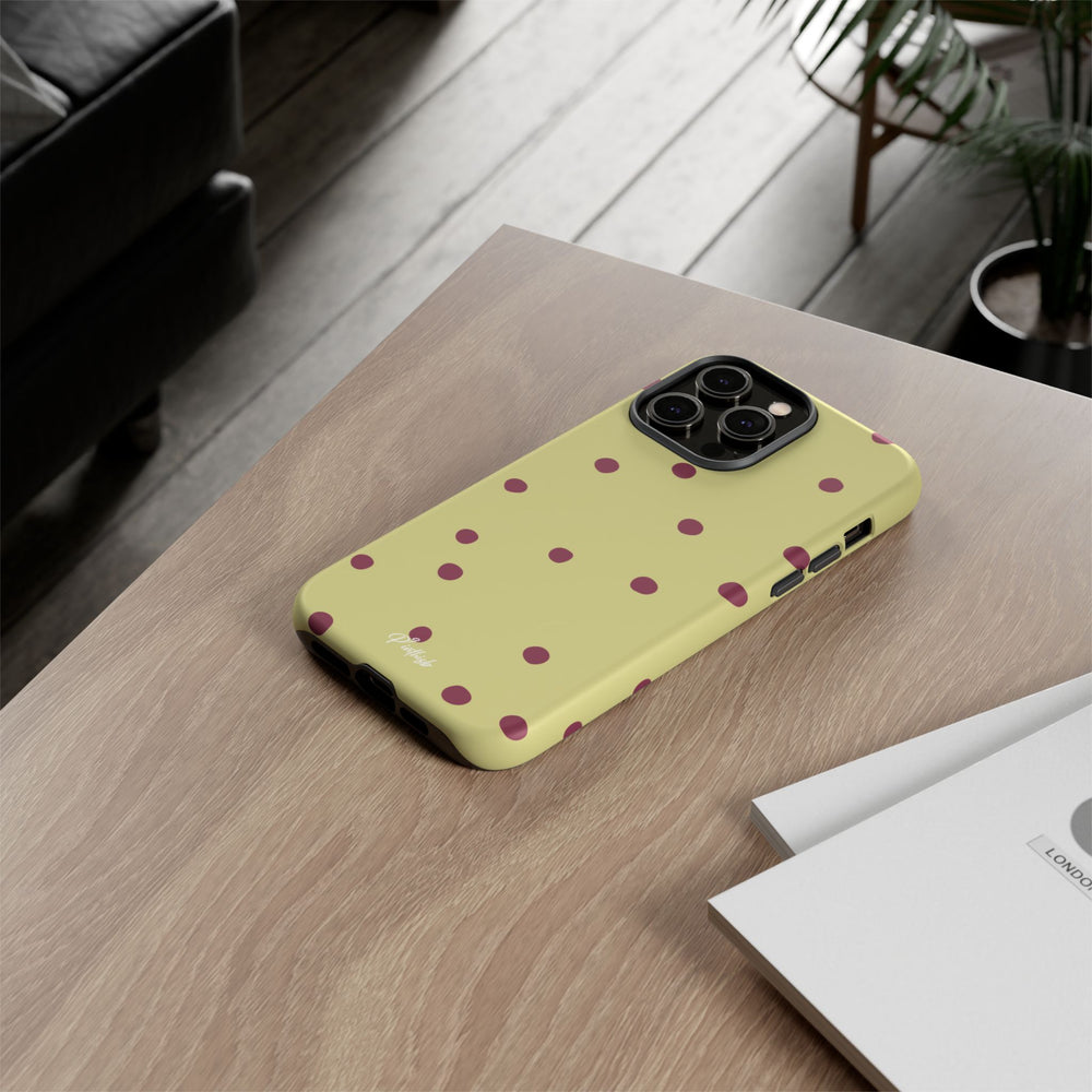 Yellow & Burgundy Polka Dot Tough Phone Case