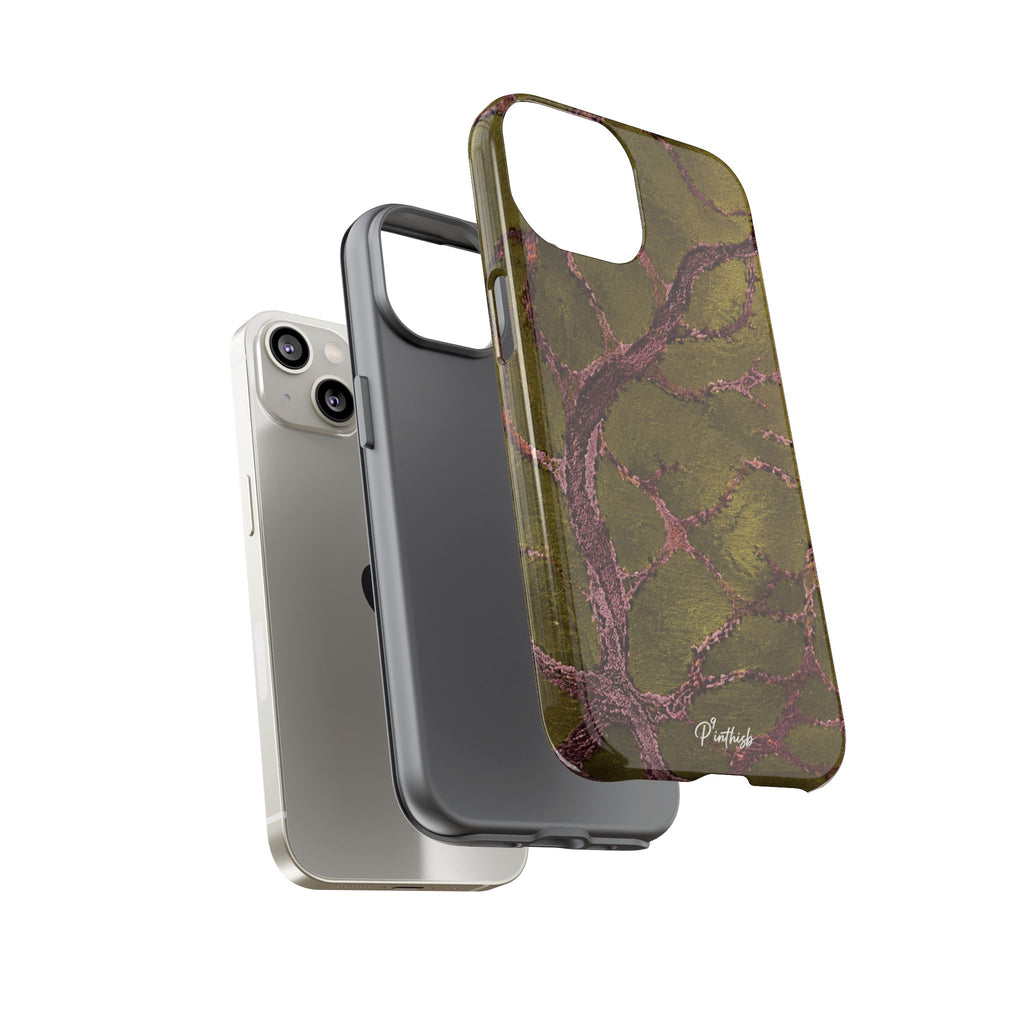 Olive & Rose Gold Tree Pattern Phone Case