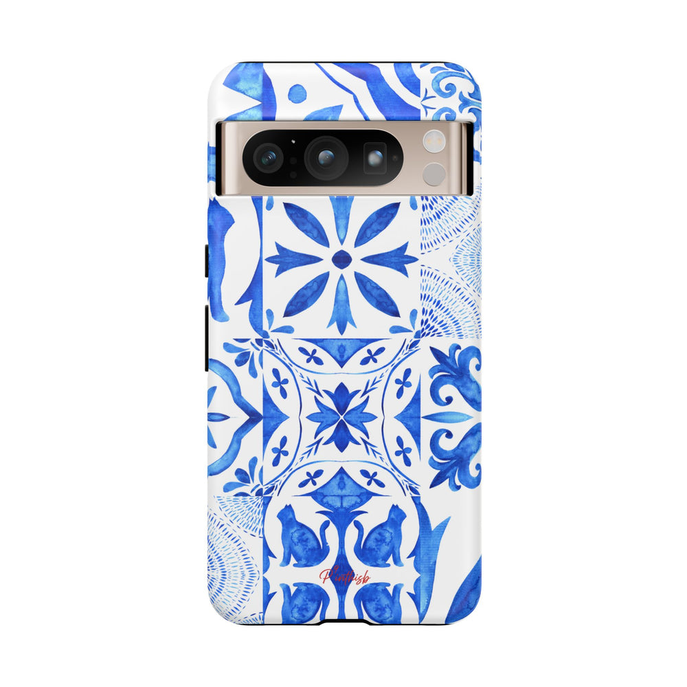 Blue Tile Pattern Tough Phone Case