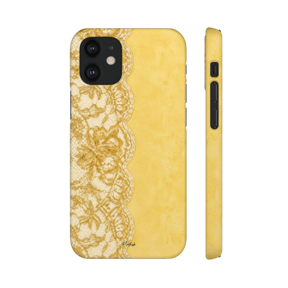 Yellow Vintage Lace Snap Case