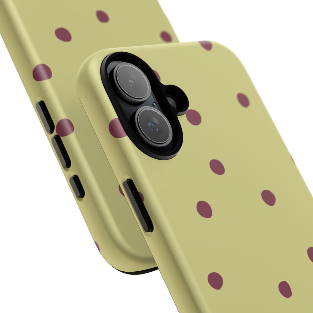 Yellow & Burgundy Polka Dot Tough Phone Case