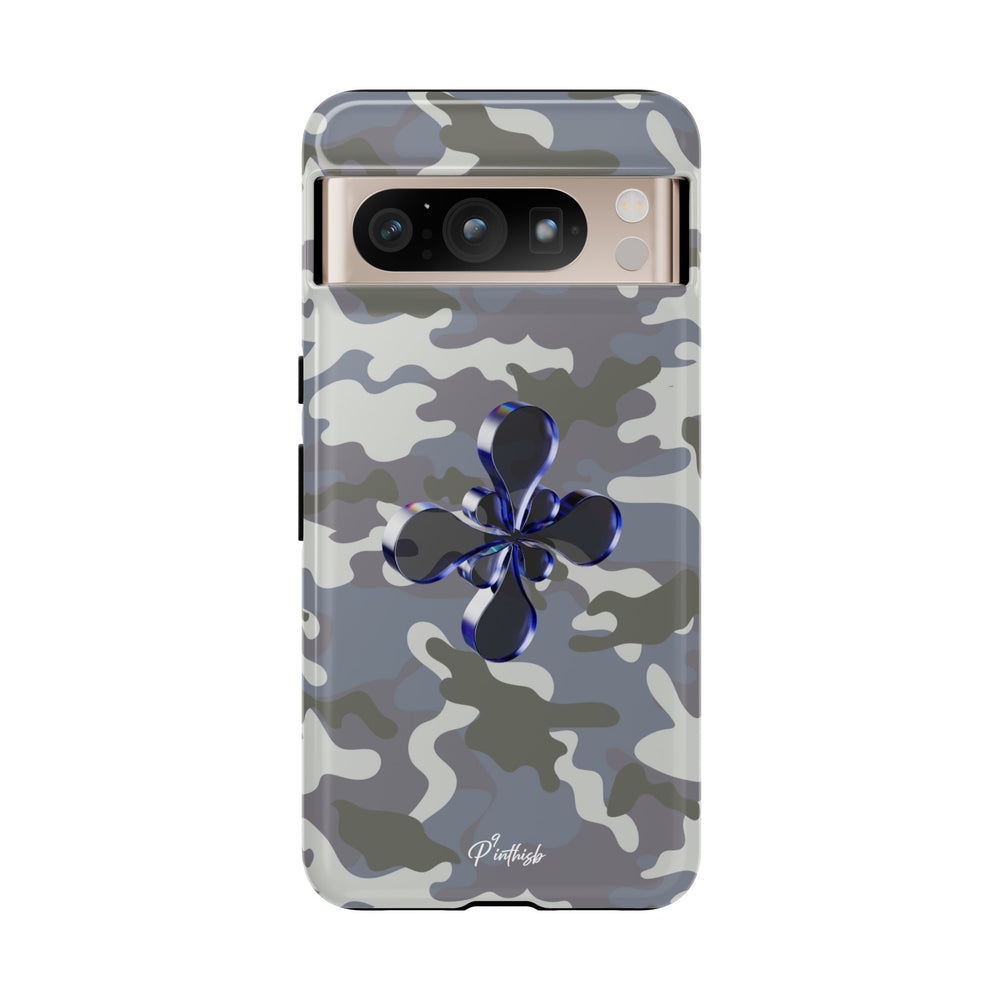Camouflage with Blue Metallic Clover Tough Case