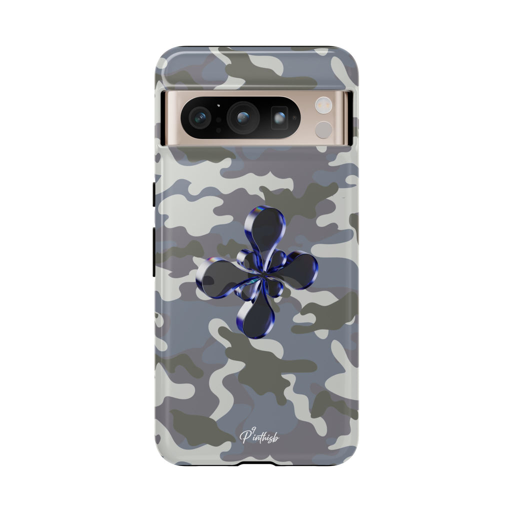 Camouflage with Blue Metallic Clover Tough Case