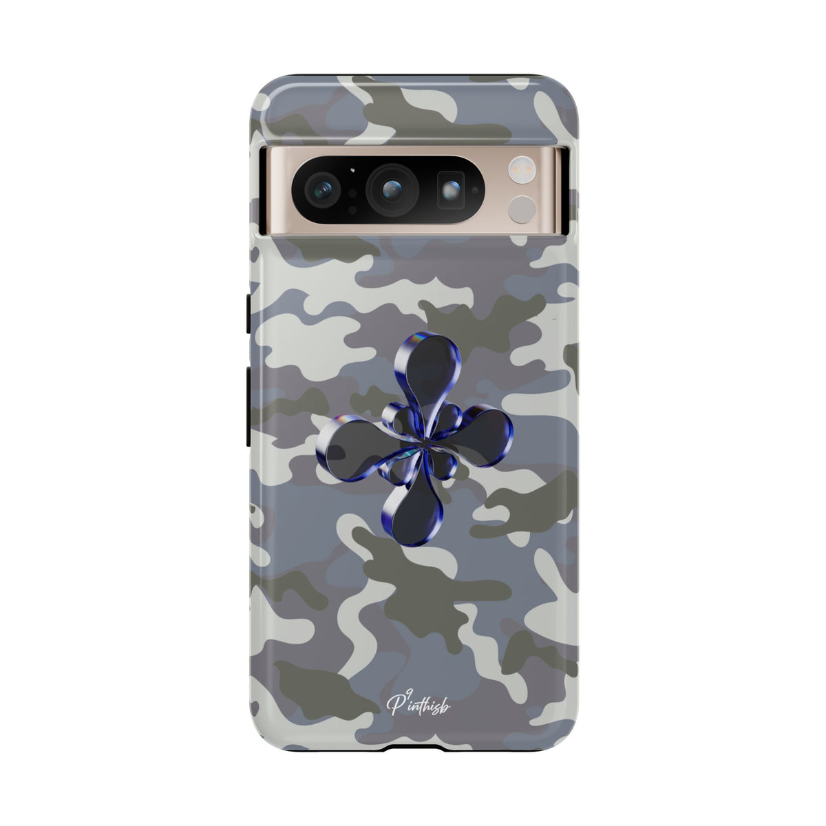 Camouflage with Blue Metallic Clover Tough Case