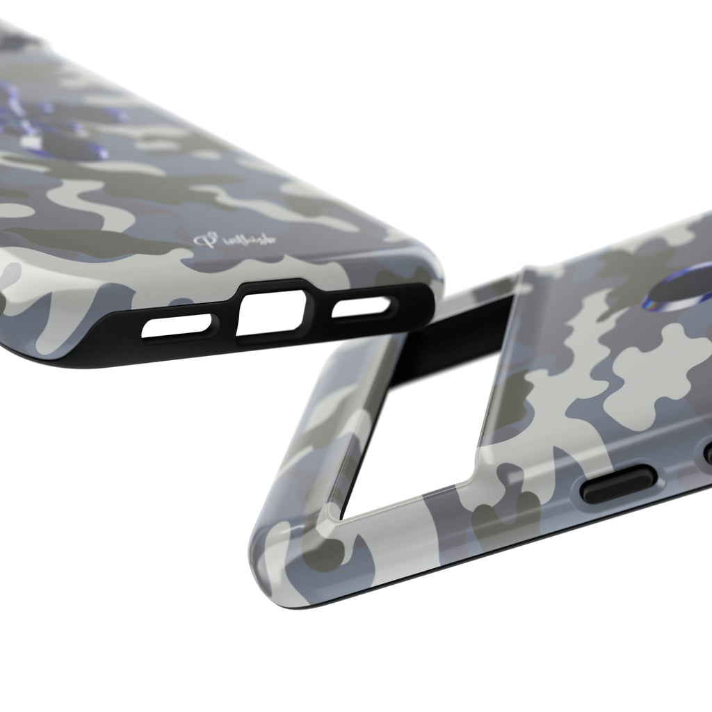 Camouflage with Blue Metallic Clover Tough Case