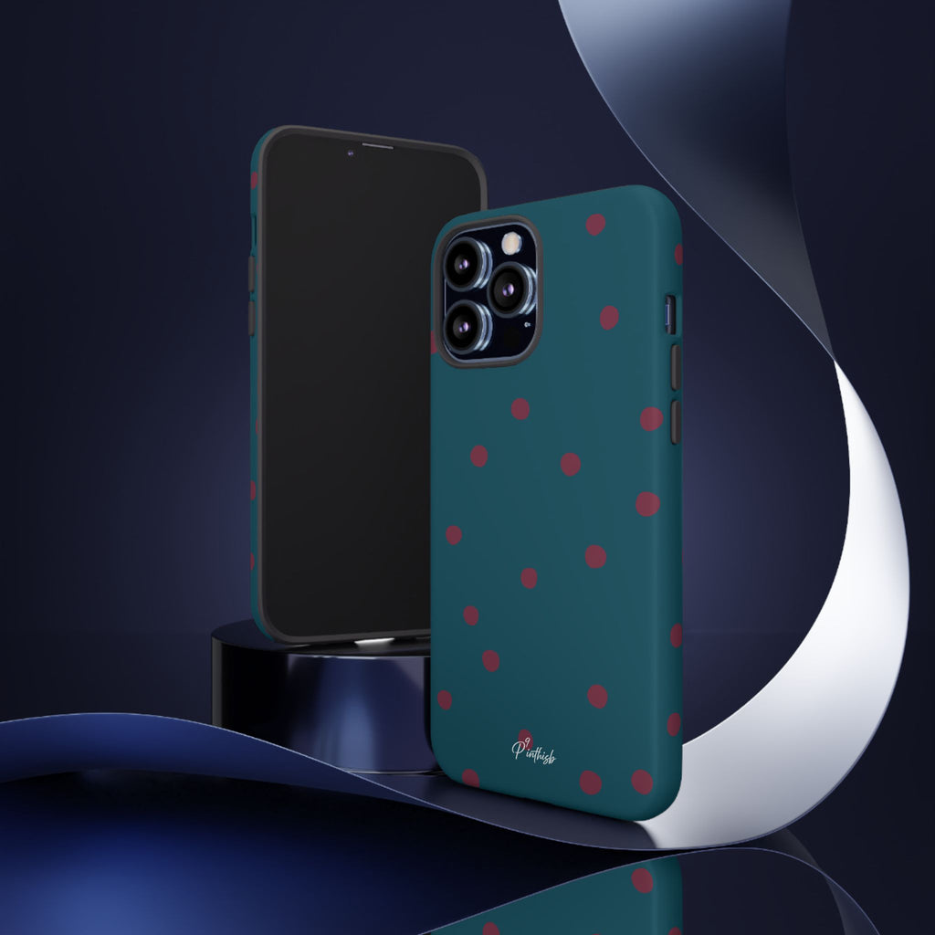 Teal & Burgundy Polka Dot Tough Phone Case