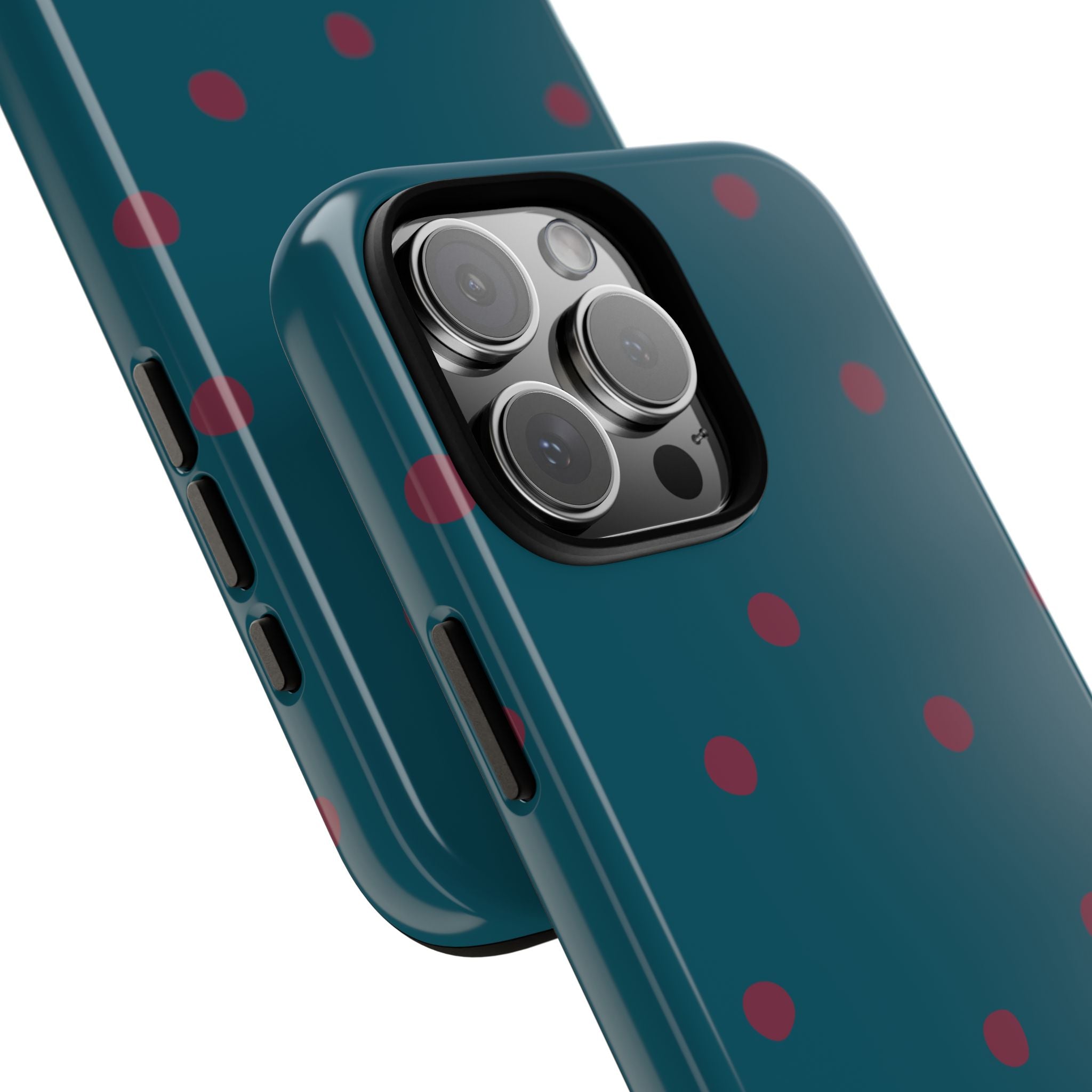 Teal & Burgundy Polka Dot Tough Phone Case