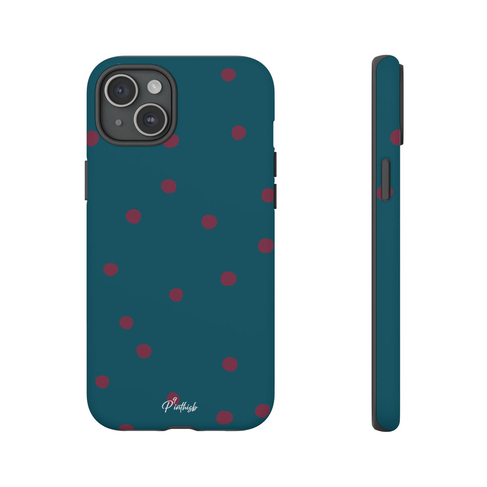 Teal & Burgundy Polka Dot Tough Phone Case