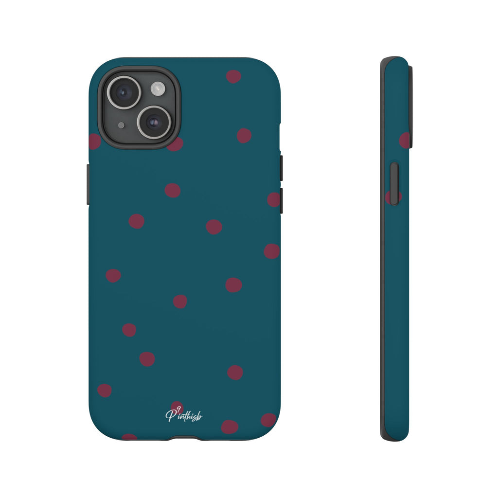 Teal & Burgundy Polka Dot Tough Phone Case