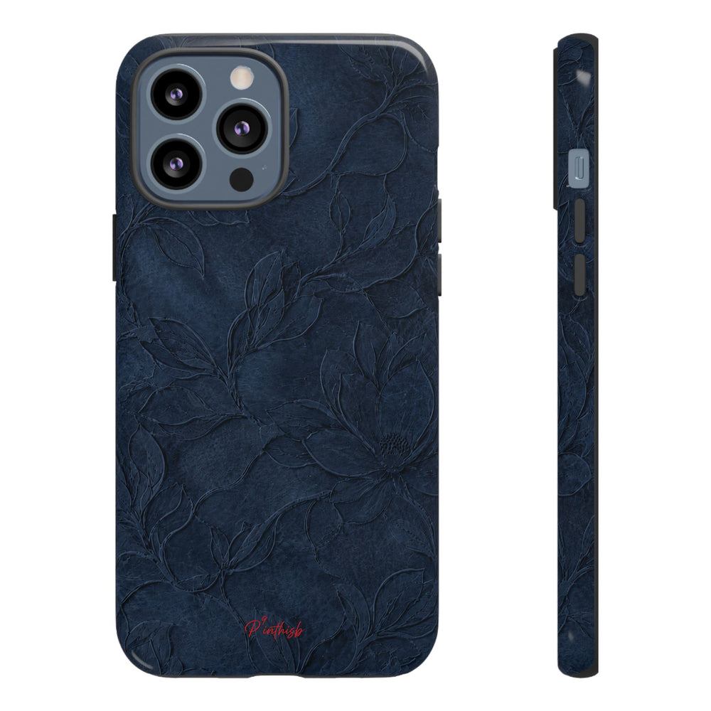 Navy Floral Textured Tough Case