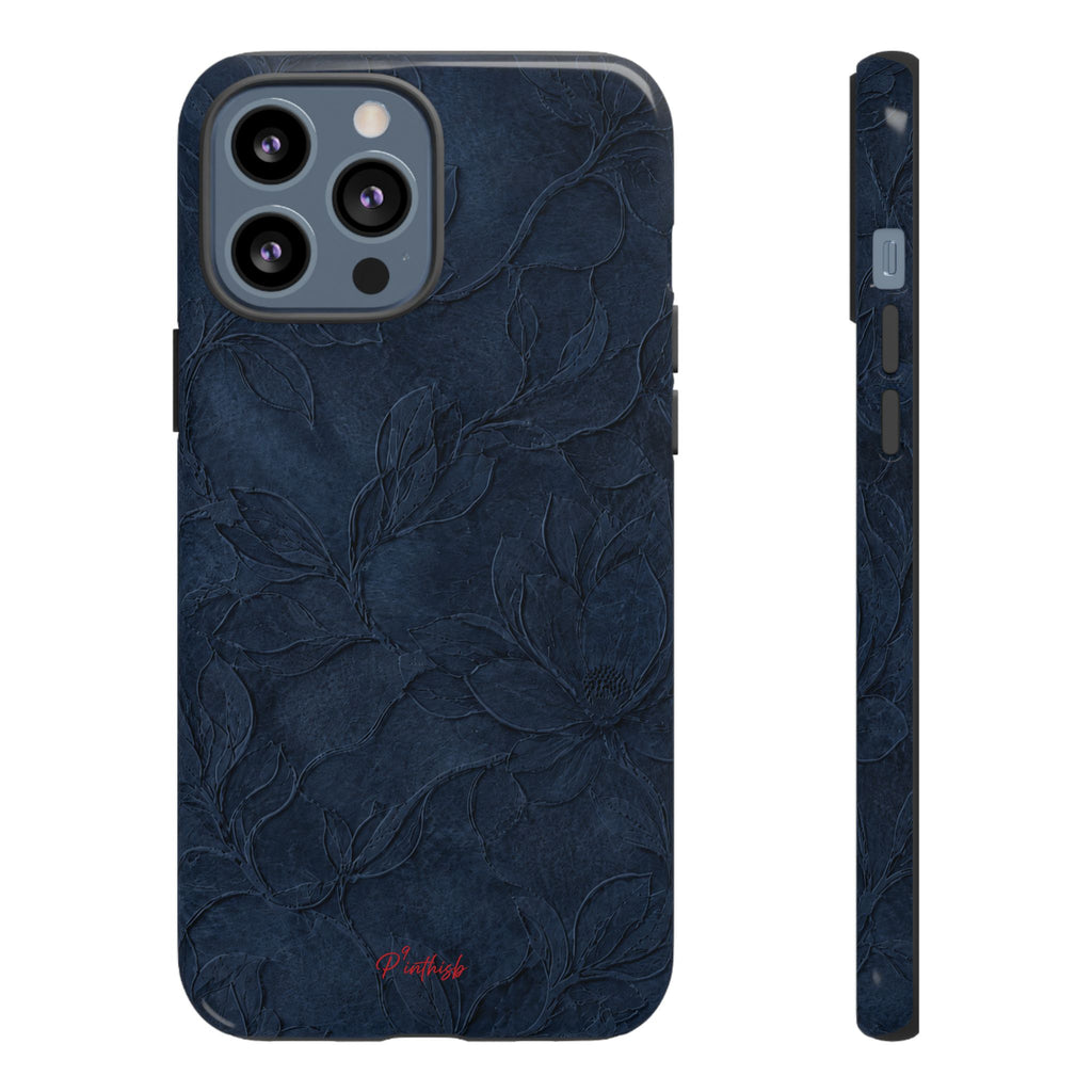 Navy Floral Textured Tough Case