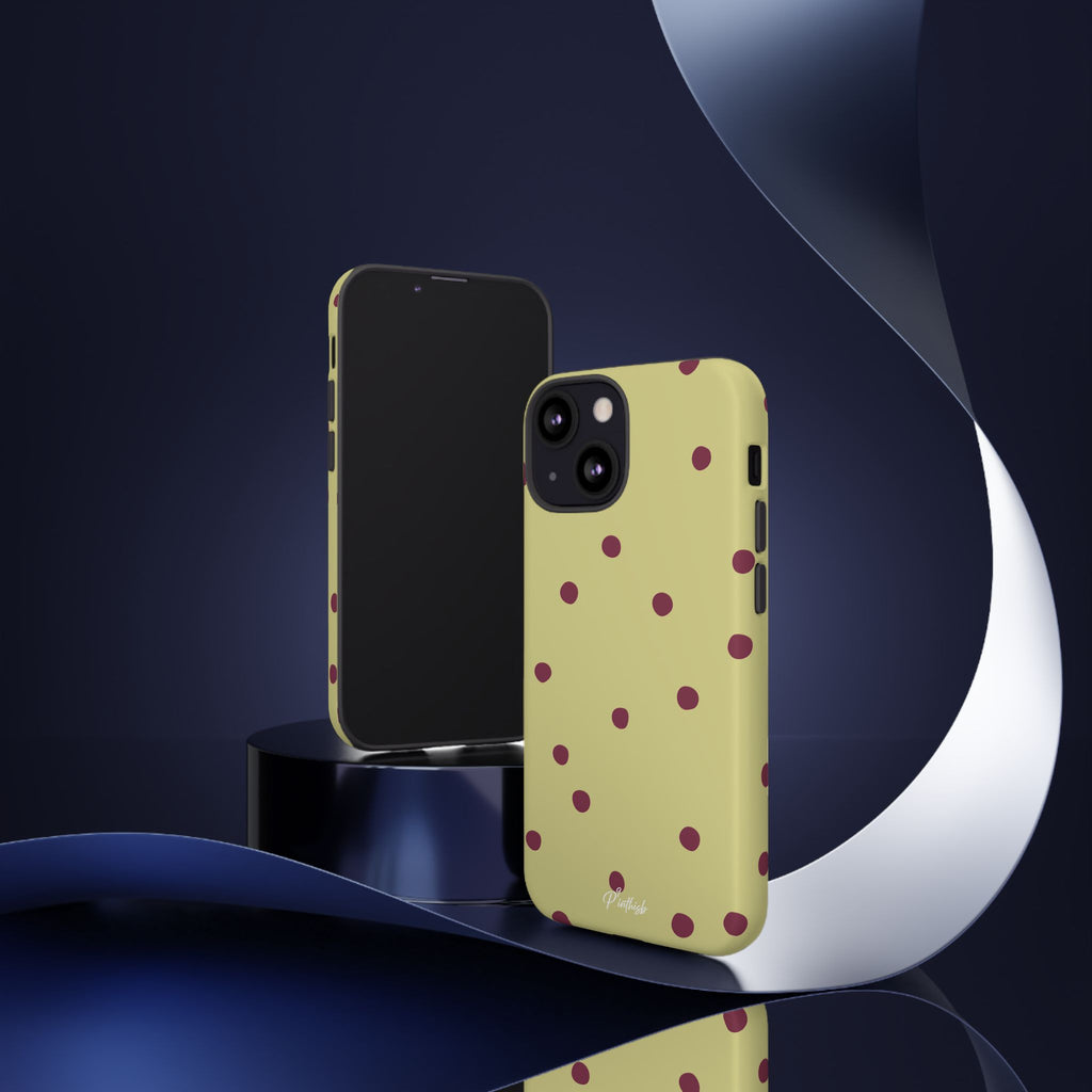 Yellow & Burgundy Polka Dot Tough Phone Case