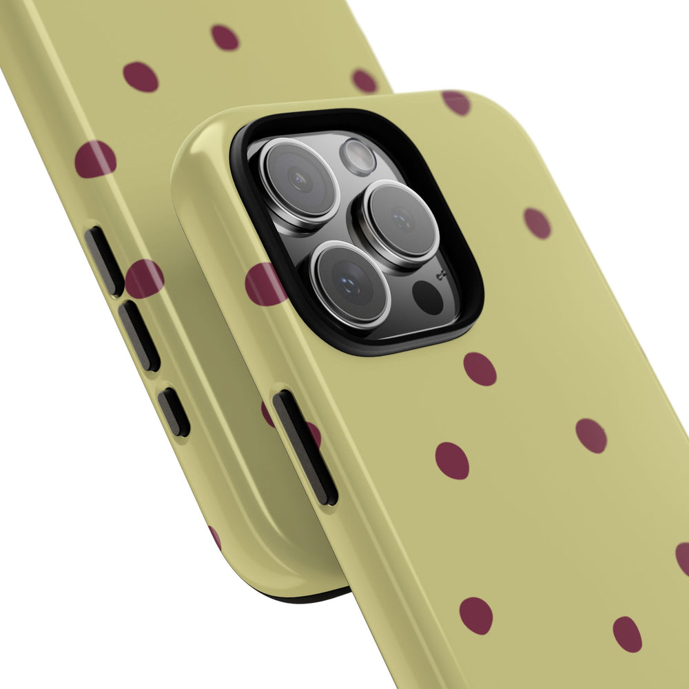 Yellow & Burgundy Polka Dot Tough Phone Case
