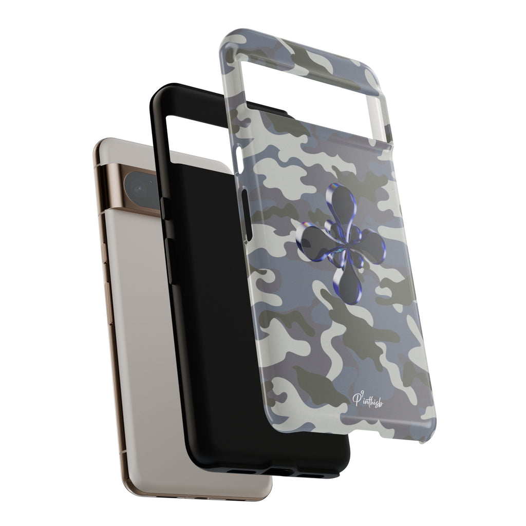 Camouflage with Blue Metallic Clover Tough Case