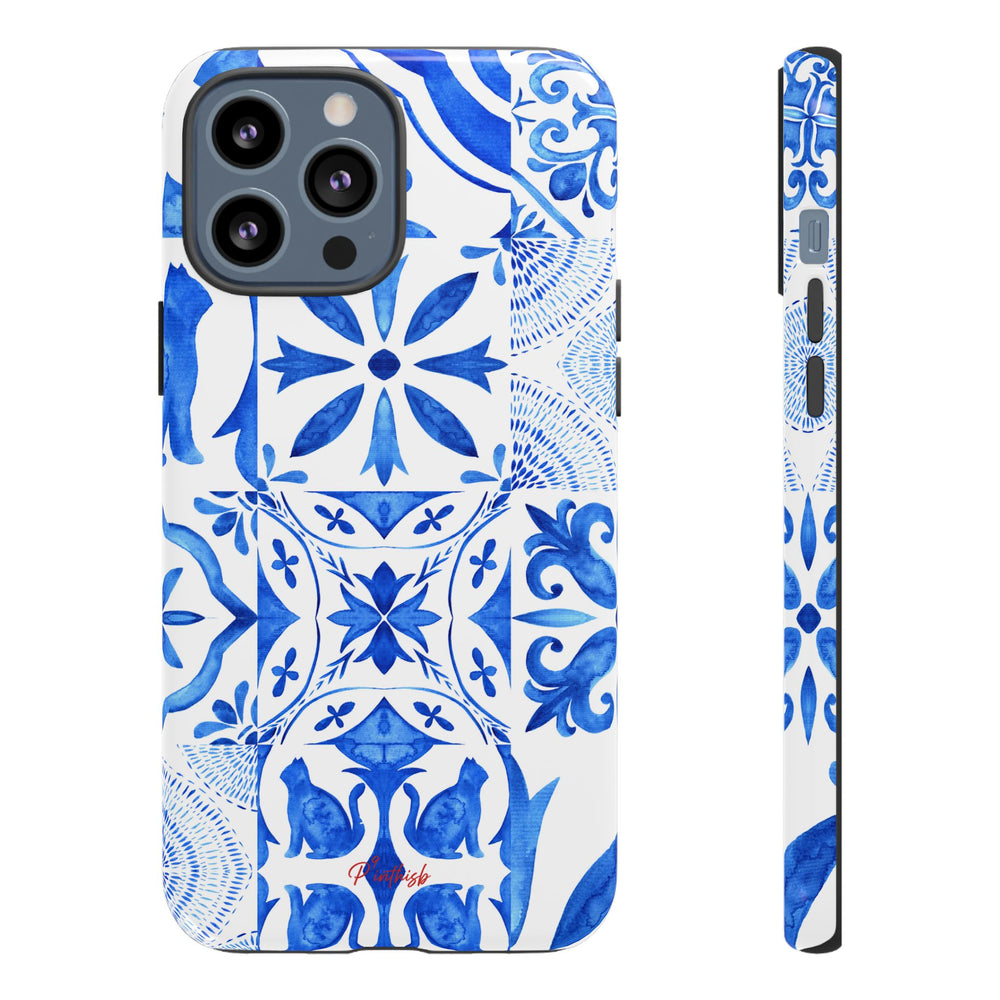 Blue Tile Pattern Tough Phone Case