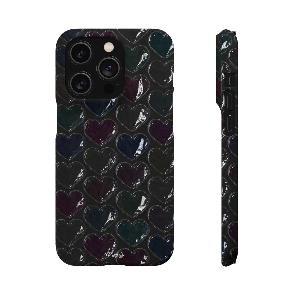 Black Pop Hearts Snap Case