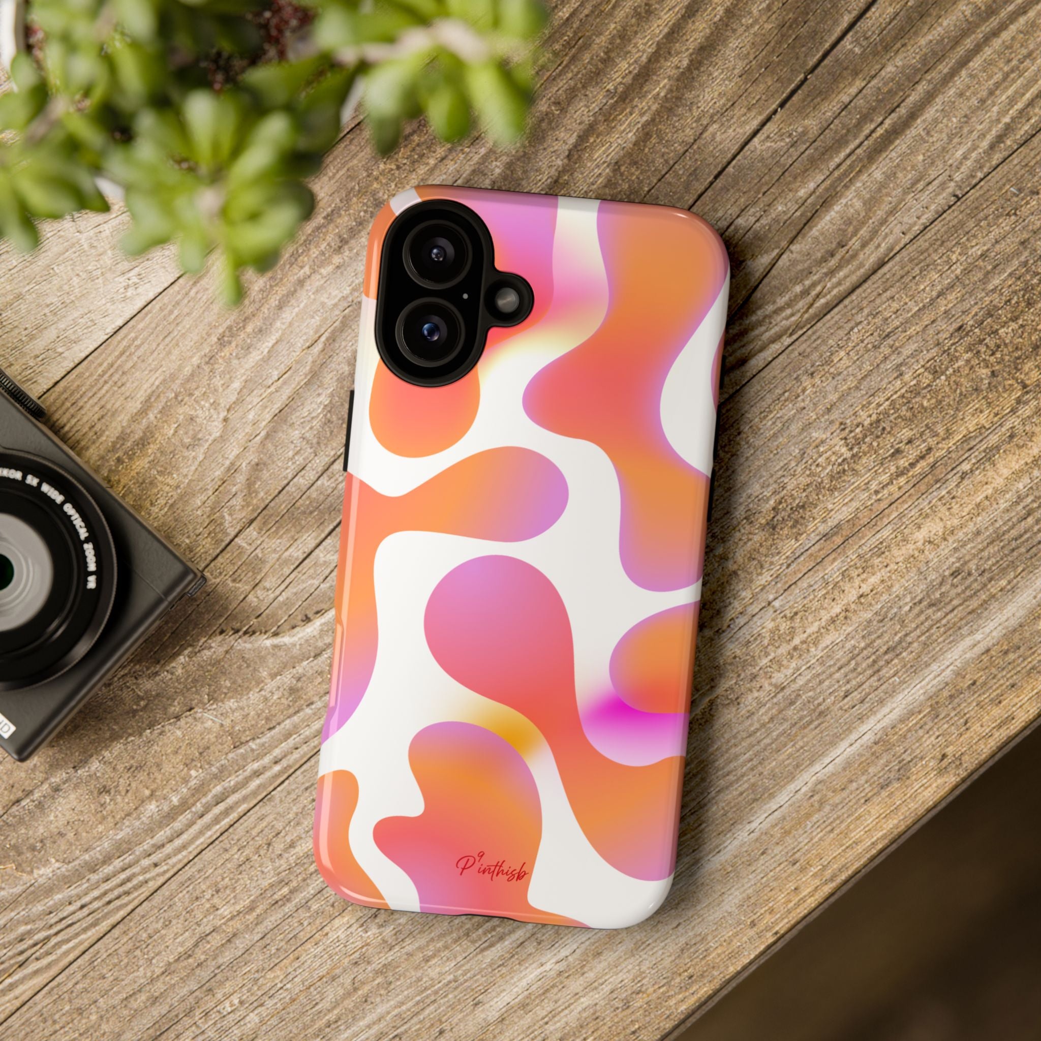 Abstract Orange Pink Camouflage Tough Phone Case