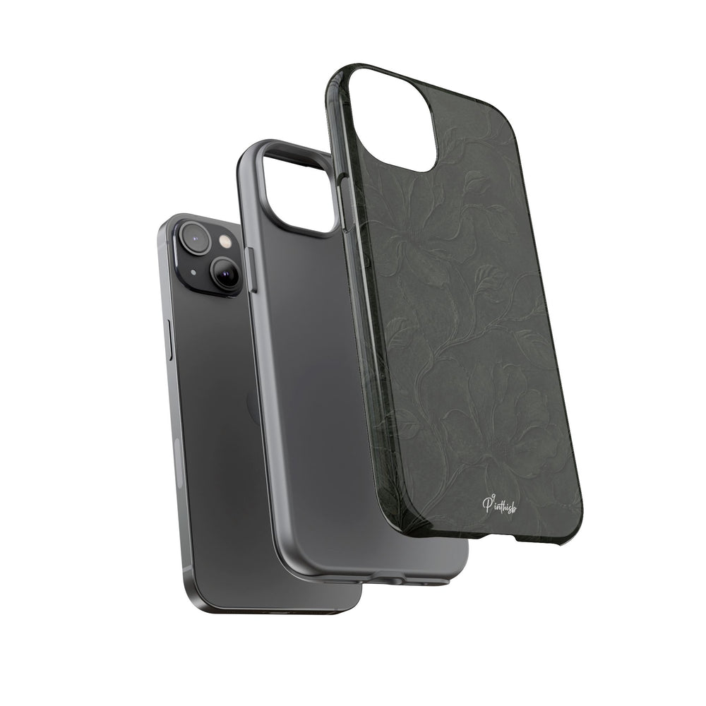 Dark Olive Floral Texture Tough Case