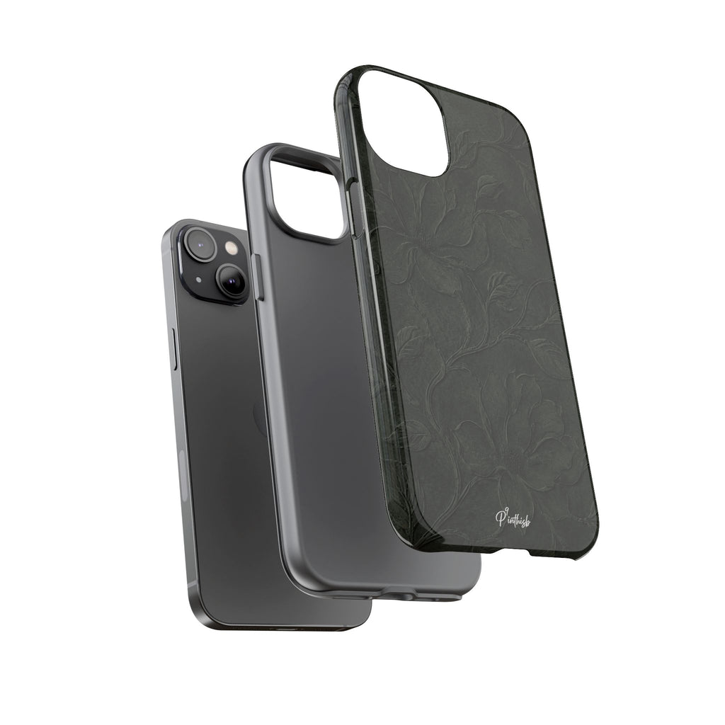 Dark Olive Floral Texture Tough Case