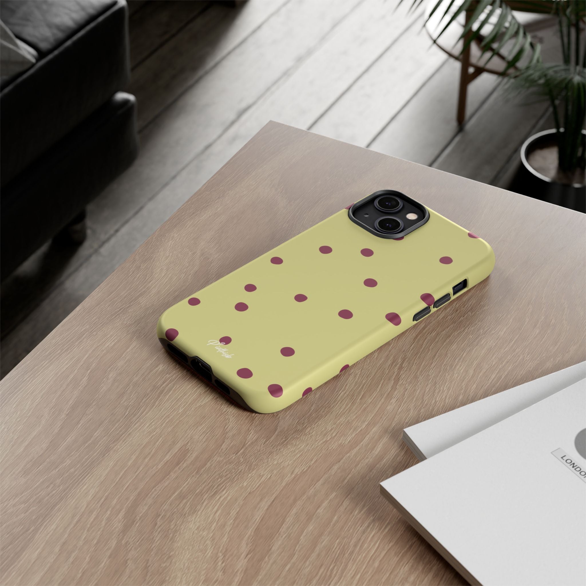 Yellow & Burgundy Polka Dot Tough Phone Case