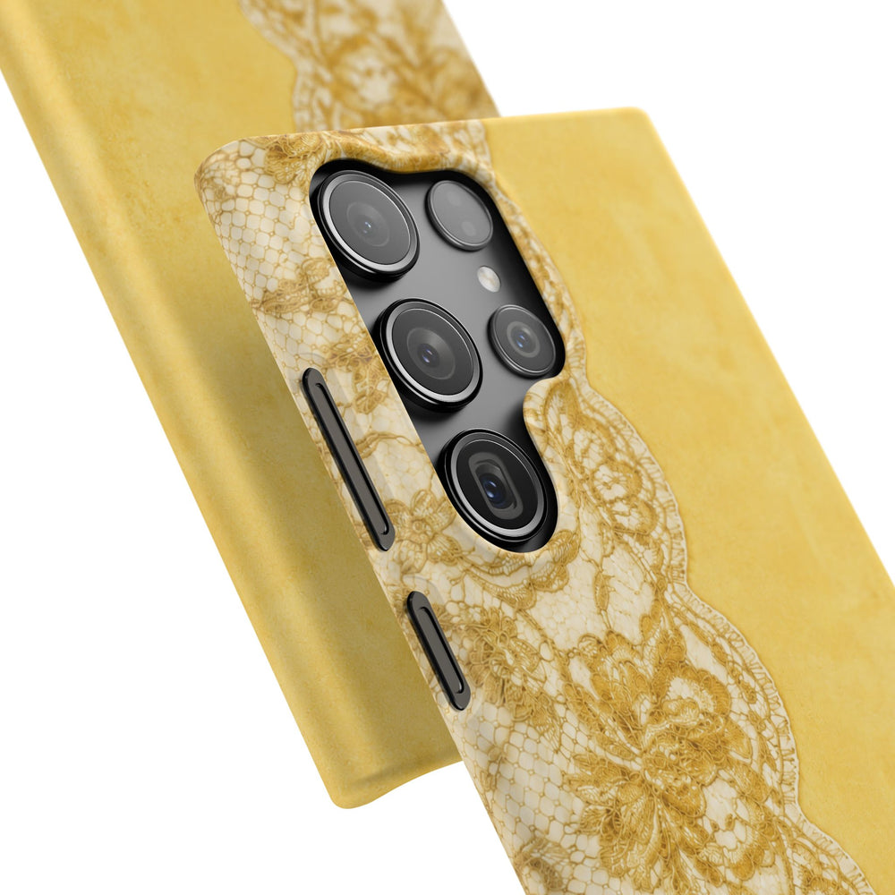 Yellow Vintage Lace Snap Case